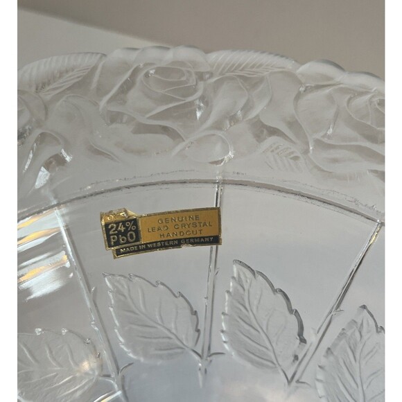 Crystal Compote Bowl Western Germany Hand Cut 24% Lead 3 Footed Pedestal Base - Picture 3 of 6